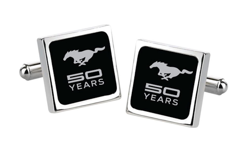 Ford Mustang 50th Anniversary Silver - Black Cuff Links